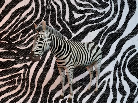3d render of a zebra inside a stage with the same texture Stock Illustration
