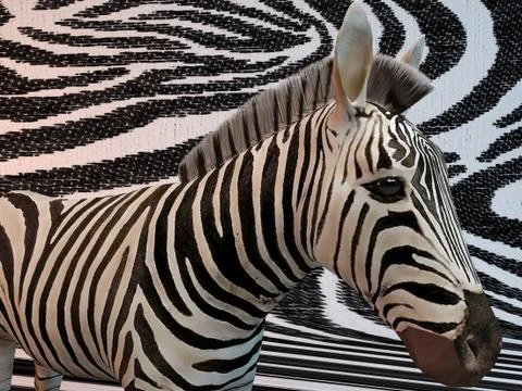 3d render of a zebra inside a stage with the same texture Stock Illustration