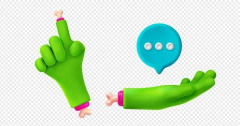 3d render zombie hands pointing and speech bubble Stock Illustration