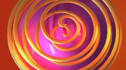 3D Render,Abstract Modern Background,metallic purple ball with golden spiral Stock Illustration