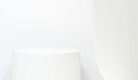 3D render.Abstract white cylinder podium for product display Stock Illustration
