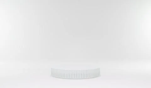 3D render.Abstract white pedestal podium with strip for product display Stock Illustration