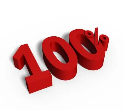 3D Rendered 100% Text for Discount Sale Promotions isolated on White Background Stock Photos