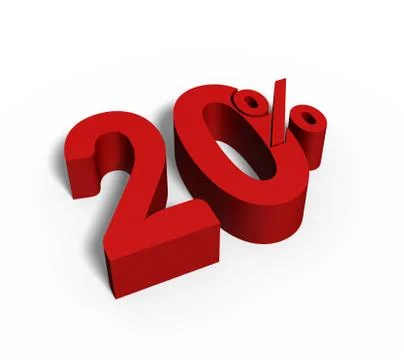 3D Rendered 20% Text for Discount Sale Promotions isolated on White Background Stock-Fotos