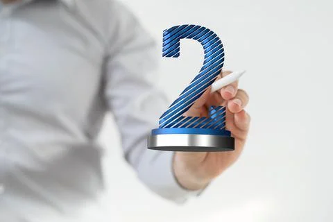 3D rendered 2nd place trophy with a real person in the background 스톡 사진