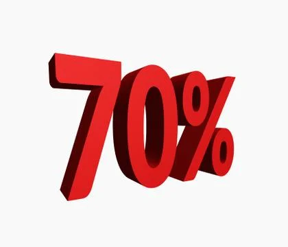 3D Rendered 70% Text for Discount Sale Promotions isolated on White Background Stock Photos