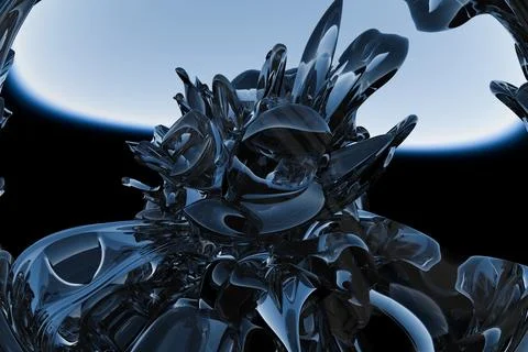 3d rendered abstract blue and silver glossy glass pattern Illustrazione stock