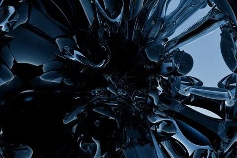 3d rendered abstract blue and silver glossy glass pattern Illustrazione stock