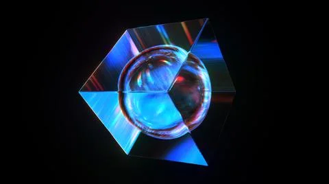 3d rendered abstract cube with detailed reflection and dispersion. Illustrazione stock