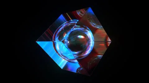 3d rendered abstract cube with detailed reflection and dispersion. Illustrazione stock
