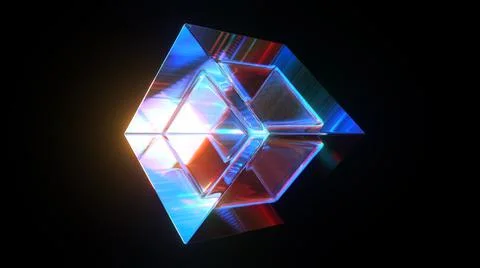 3d rendered abstract cube with detailed reflection and dispersion. Stock Illustration