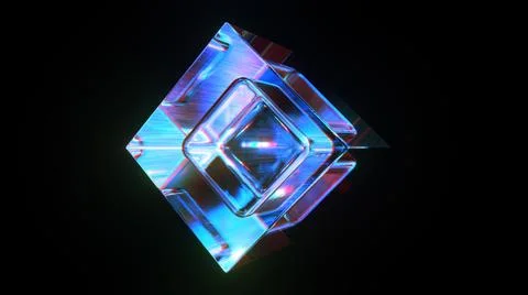 3d rendered abstract cube with detailed reflection and dispersion. Stock Illustration