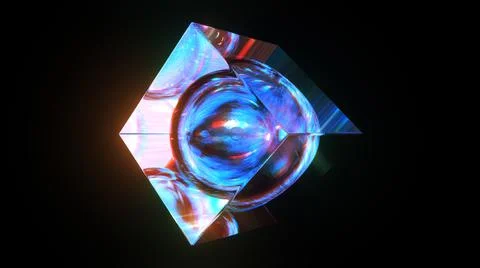 3d rendered abstract cube with detailed reflection and dispersion. Stock Illustration