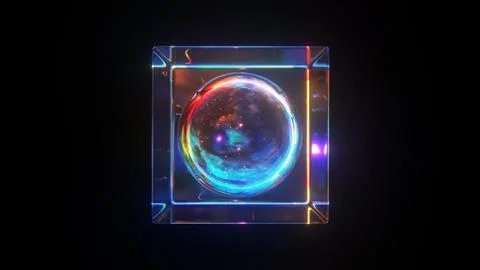3d rendered abstract cube with detailed reflection and dispersion. イラスト素材