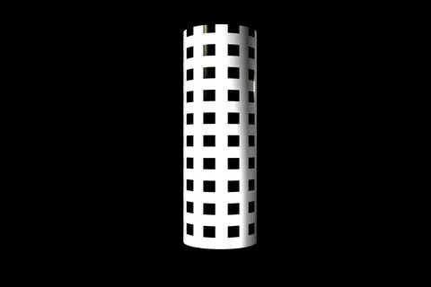 3d rendered abstract figure cilinder building white black windows texture  스톡 일러스트