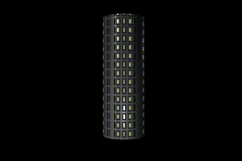 3d rendered abstract figure cilinder building night texture  Ilustración de archivo