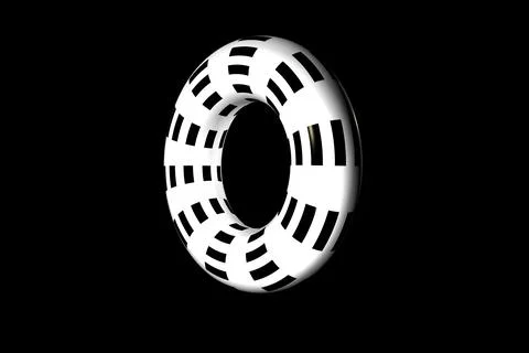3d rendered abstract figure ring white and black windows texture 스톡 일러스트