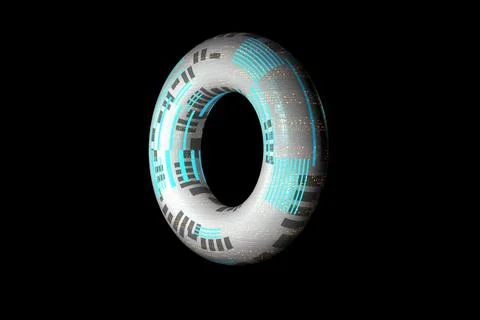 3d rendered abstract figure ring spaceship texture Stock Illustration