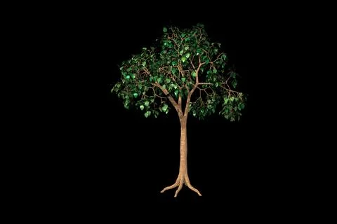 3d rendered abstract figure three standart green leafs texture Stock Illustration