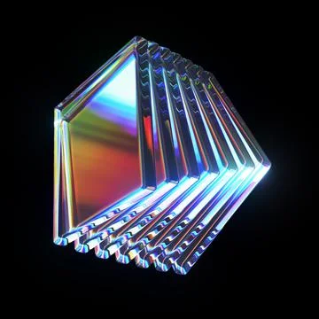3d rendered abstract glass rectangles with detailed reflection and dispersion. イラスト素材