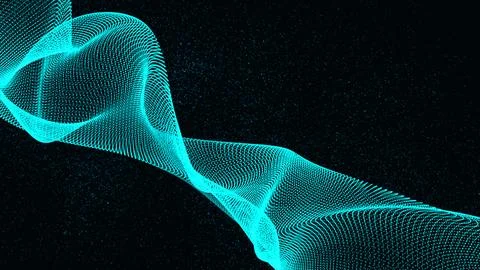 3d rendered abstract mir sky blue wave isolated on black background Stock Illustration