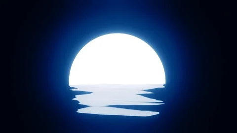 3D rendered abstract moon shaped with light reflection in flowing water Stock Footage 111215348
