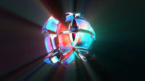 3d rendered abstract shape with detailed reflection and dispersion. 스톡 일러스트