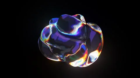 3d rendered abstract shape with detailed reflection and dispersion. Illustrazione stock