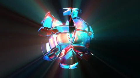 3d rendered abstract shape with detailed reflection and dispersion. Stock Illustration