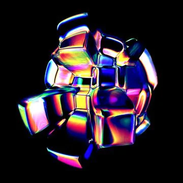 3d rendered abstract shape with detailed reflection and dispersion. 스톡 일러스트