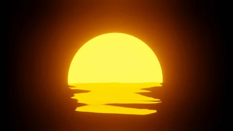 3D rendered abstract sun shaped with light reflection in flowing water sunset Stock Footage 111215287