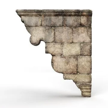 3D rendered aged wall fragment made of stone Ilustración de archivo