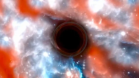 3D rendered Animation of a Black hole in Space Video stock 100750436
