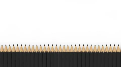 3d rendered animation of camera panning on black pencils with a unique red one Stock Footage 65443733