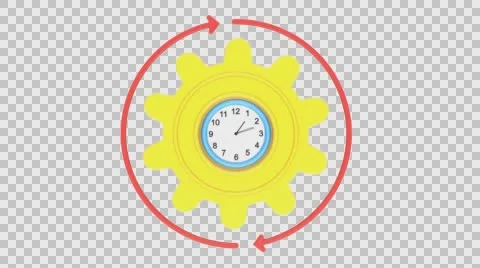 3d rendered animation of clock, gear and arrows rotating Stock Footage 62055137