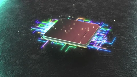 3D Rendered Animation, Cpu Processor Unit On A Motherboard -  New Central Stock Footage 157435790