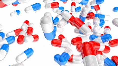 3D rendered Animation of falling capsules and medication. Stock Footage 85881820