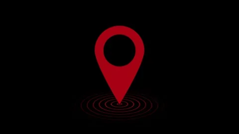 3D Rendered animation of GPS icon pointer pin in red color on black Stock Footage 281827050