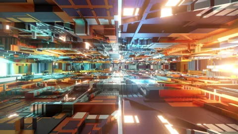 3D rendered animation, inside circuit board Stockbeeldmateriaal 142239705