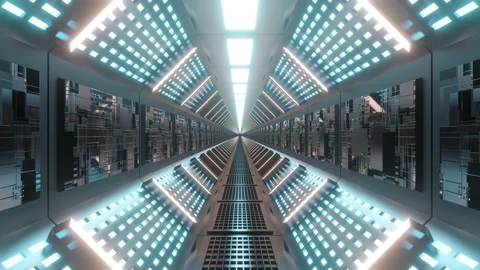 3D rendered animation, interior of space station corridor Stock Footage 142240825