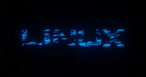 3d rendered animation of a LINUX neon blue sign on a black background Video stock 247452737