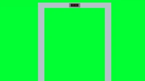 3d rendered animation of opening and closing the elevator doors on a green scree Stock Footage 242333247