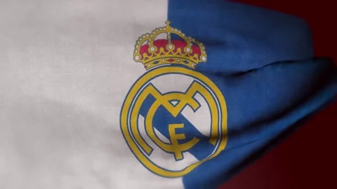3D rendered animation of the Real Madrid CF club crest flag waving. Stock Footage 339267254