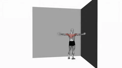 3D-rendered animation of a sportsman doing push-ups on walls isolated on a white Stock Footage 242864528