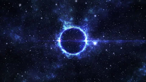 3D rendered animation of starry space and a black hole in the background Stock Footage 245732996