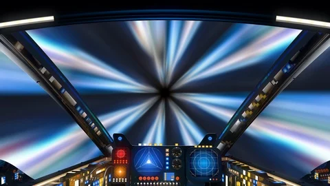 3D Rendered Animation of Traveling Through a Worm Hole Inside Spaceship Stock Footage 100772174