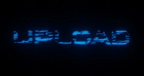 3d rendered animation of a UPLOAD neon blue sign on a black background 動画素材 247455470