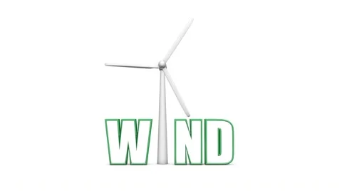 3d rendered animation of wind turbine in word wind Stock Footage 64970618