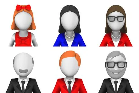 3d rendered avatars Stock Illustration
