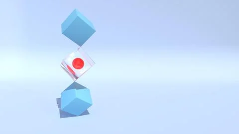 3d rendered background. blue and glass cubes stacked on top of each other. .. Stock Illustration